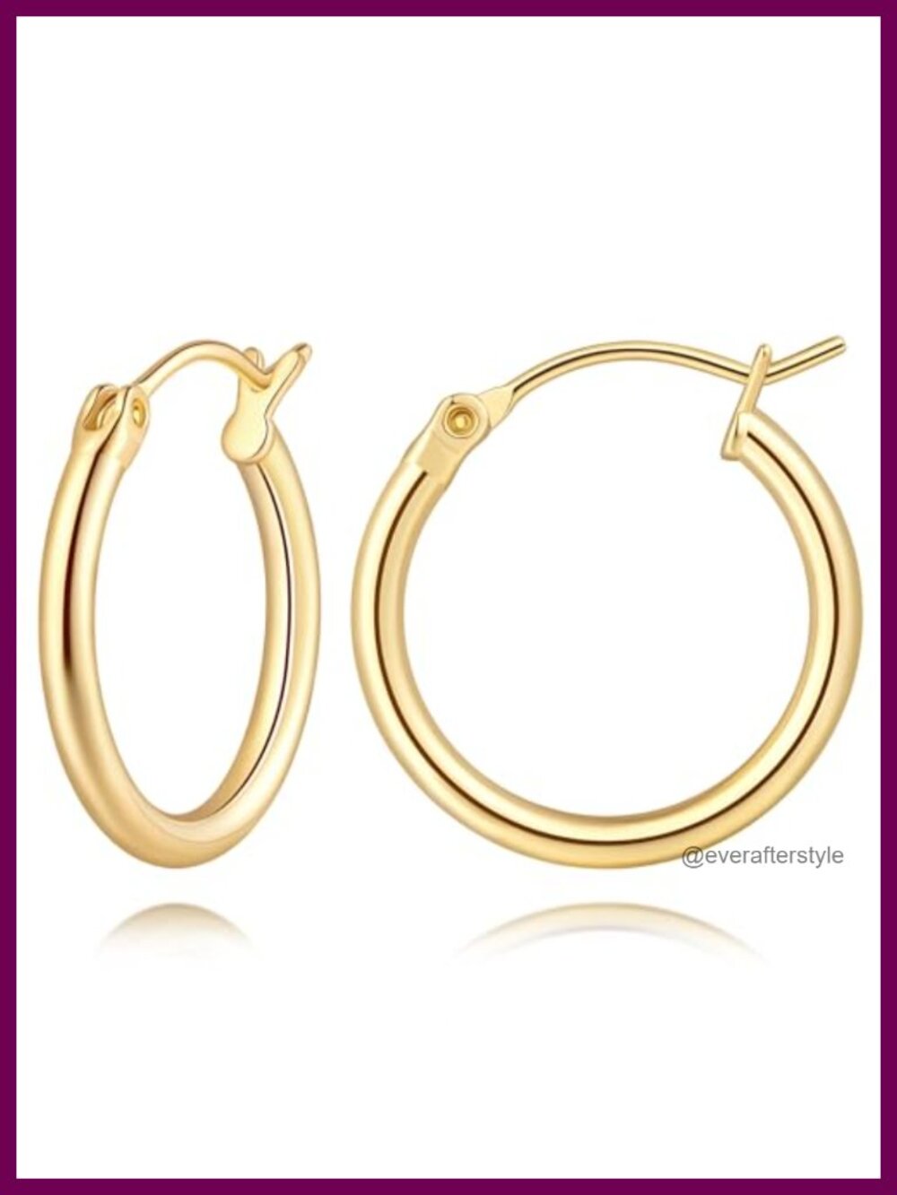 14K Gold Hoop Earrings for Women Click-Top Closure 20-50mm